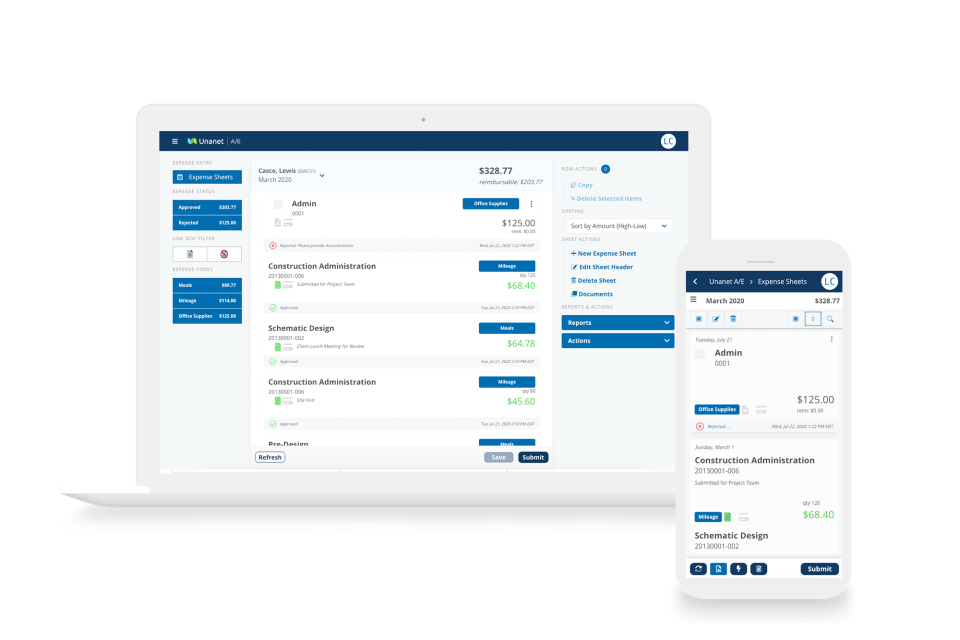 screenshot of Unanet ERP AE